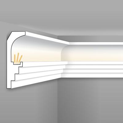 Stilby skrivač LED rasvete SK-S3 XPS stirodur 134x43x2000mm bela boja stepenasti reljef, zidna, svetlo prema prostoriji