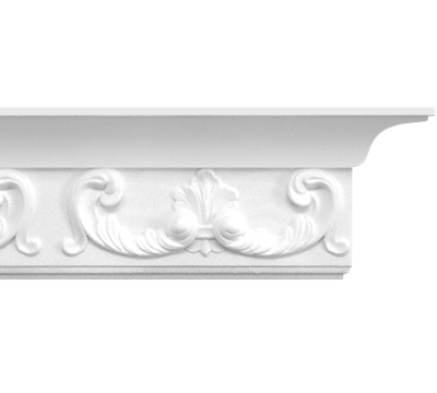 Stilby Isabell gravirana lajsna od ekspandiranog stiropora, 130x80x2000 mm, bela boja, sa dekorativnim baroknim reljefom.