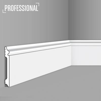 Stilby Podna lajsna FL 14 polistiren visoke gustine 140x15x2000 bela ravna, dekorativni profil na vrhu.