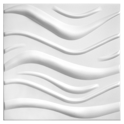 Bela 3D dekorativna zidna i plafonska obloga od stiropora Fala White, dimenzije 500x500mm