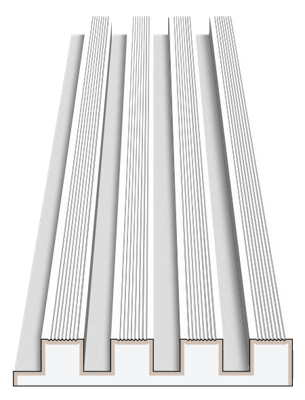 Stilby LINES M 3D zidni panel od ekspandiranog polistirena 300x50x2800mm bele boje sa linearnim rebrastim reljefom.
