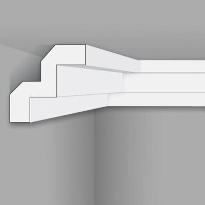Stilby plafonska lajsna T 70 poliuretan 50x50x2000mm bela stepenasti profil., 3 stepenika