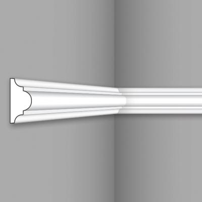 Stilby zidna lajsna CW 11 od polistirena visoke gustine, 38x18x2000mm, bele boje sa simetričnim profilisanim reljefom