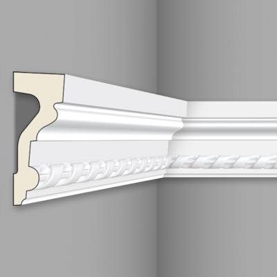 Stilby Z 1 zidna lajsna poliuretan 105x40x2000mm bela sa dekorativnim reljefom pletenice i jednom pravom ivicom