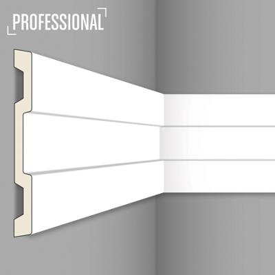 Stilby Z 61 zidna lajsna poliuretan 158x15x2000mm bela sa simetričnim horizontalnim reljefom