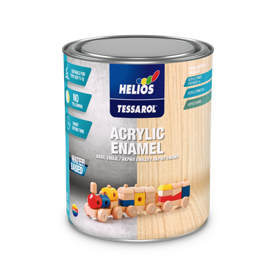 HELIOS TESSAROL akril emajl mat 0,65 l mat završni premaz za drvo i metal, vodorazrediv, brzo sušenje, toniranje online po NCS i HGMIX sistemu.