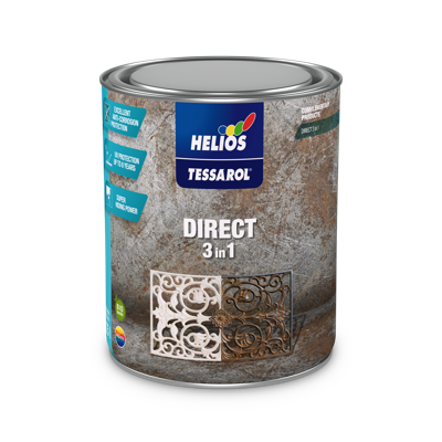 HELIOS TESSAROL DIRECT 3in1 sjajna boja za metal sa antikorozivnom zaštitom, bela i 11 nijansi
