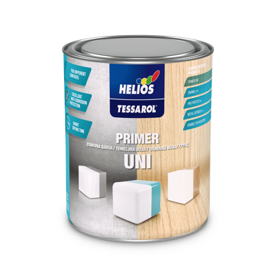 HELIOS TESSAROL osnovna boja UNI je univerzalna osnovna boja za zaštitu metala, pocinkovanog lima, aluminijuma, PVC-a i drveta. Ne tonira se.
