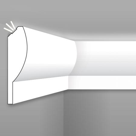 Stilby skrivač LED rasvete SK 16, XPS stirodur, 170x42x2000mm, bela boja, glatka površina, zidna svetlo prema plafonu