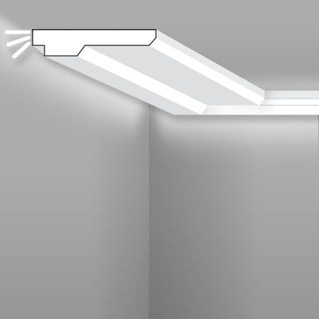 Stilby skrivač rasvete SK 19 XPS stirodur 20x100x2000 mm bela glatka površina. plafonska, svetlo prema zidu