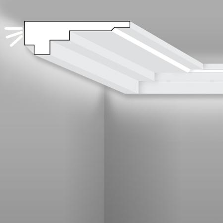 Stilby skrivač LED rasvete SK 20 XPS stirodur 135x42x2000mm bela boja stepenasti profil, plafonska, svetlo prema zidu