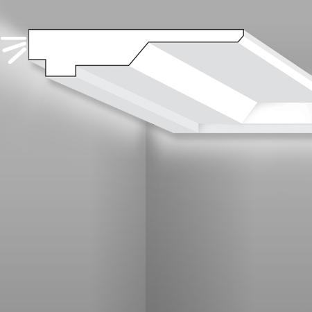 Stilby skrivač LED rasvete SK 22 XPS stirodur 190x40x2000mm bela glatka površina, plafonska, svetlo prema zidu