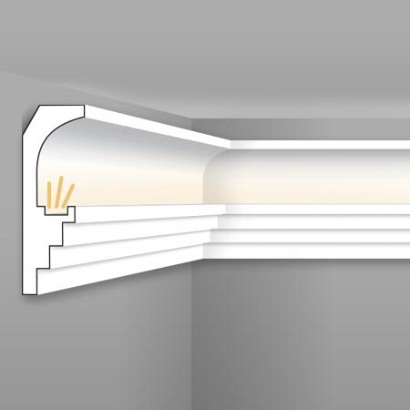 Stilby skrivač LED rasvete SK-S3 XPS stirodur 134x43x2000mm bela boja stepenasti reljef, zidna, svetlo prema prostoriji