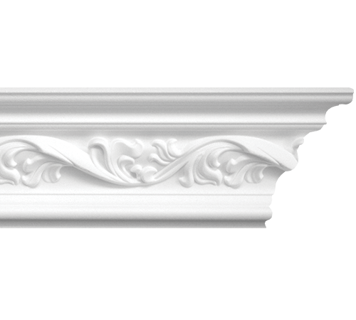 Stilby gravirana lajsna Andrea ekspandirani stiropor 130x75x2000 bela sa cvetnim reljefom