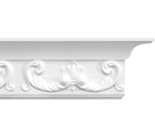 Stilby Isabell gravirana lajsna od ekspandiranog stiropora, 130x80x2000 mm, bela boja, sa dekorativnim baroknim reljefom.