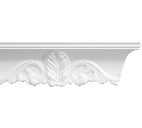 Stilby Kaca gravirana lajsna od ekspandiranog stiropora 95x95x2000mm bele boje sa reljefnim floralnim ornamentom.