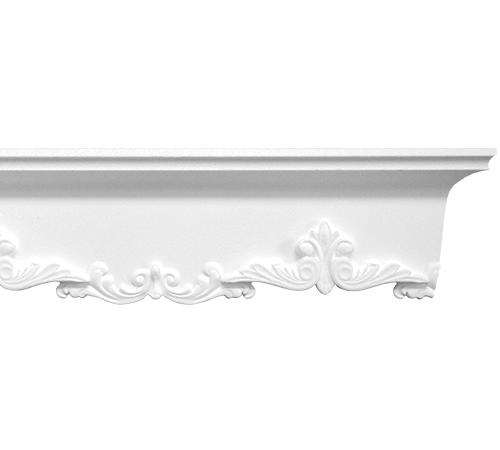 Stilby gravirana lajsna Viktoria ekspandirani stiropor 100x65x2000mm bela boja sa bogatim reljefnim ukrasom.