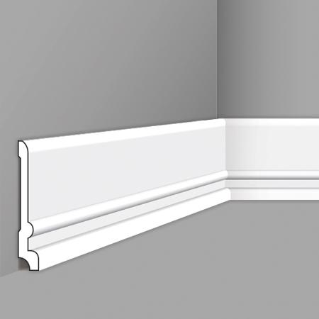 Stilby podna lajsna CF 13 polistiren visoke gustine 128x20x2000mm bela reljefni profil na dnu