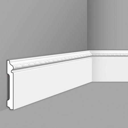 Stilby podna lajsna FO 1 polistiren visoke gustine 120x15x2000mm bela sa ornamentom na vrhu