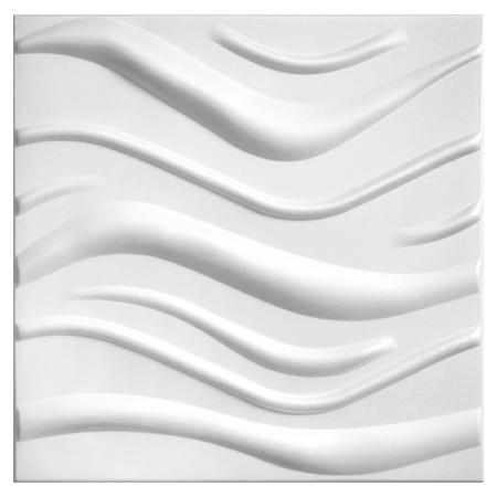 Bela 3D dekorativna zidna i plafonska obloga od stiropora Fala White, dimenzije 500x500mm