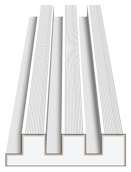 Stilby zidni panel Lines XL ekspandirani polistiren 300x80x2800mm bela boja rebrasti 3D reljef.