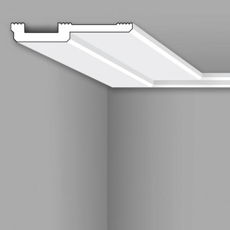 Stilby plafonska lajsna NLA EPS stiropor 20x120x2000mm bela stepenasti profil zalepljena na plafon