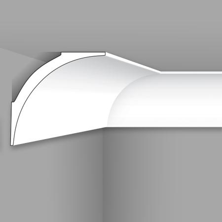 Stilby plafonska lajsna PURE 2 od stiropora 60x60x2000mm bela glatka površina, tek vidljivim spojem sa zidom i plafonom