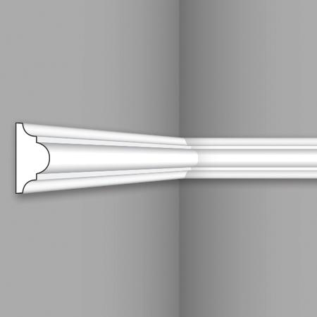 Stilby zidna lajsna CW 11 od polistirena visoke gustine, 38x18x2000mm, bele boje sa simetričnim profilisanim reljefom