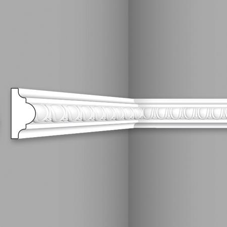 Stilby WO 1 zidna lajsna polistiren visoke gustine 38x18x2000mm simetrična bela sa reljefnim ornamentom