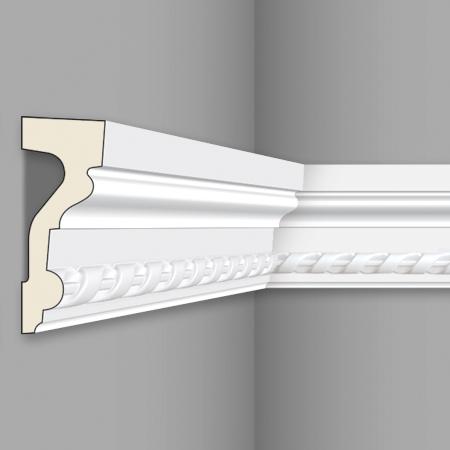 Stilby Z 1 zidna lajsna poliuretan 105x40x2000mm bela sa dekorativnim reljefom pletenice i jednom pravom ivicom