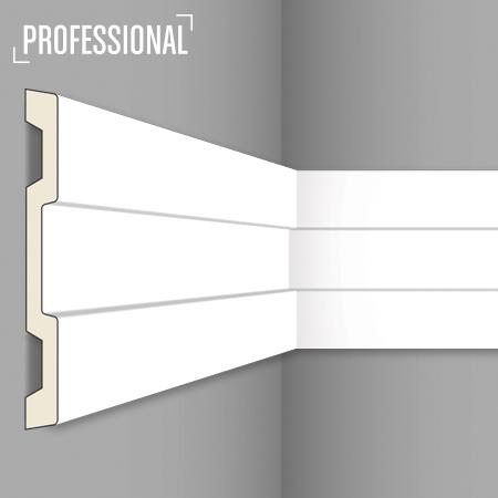 Stilby Z 61 zidna lajsna poliuretan 158x15x2000mm bela sa simetričnim horizontalnim reljefom