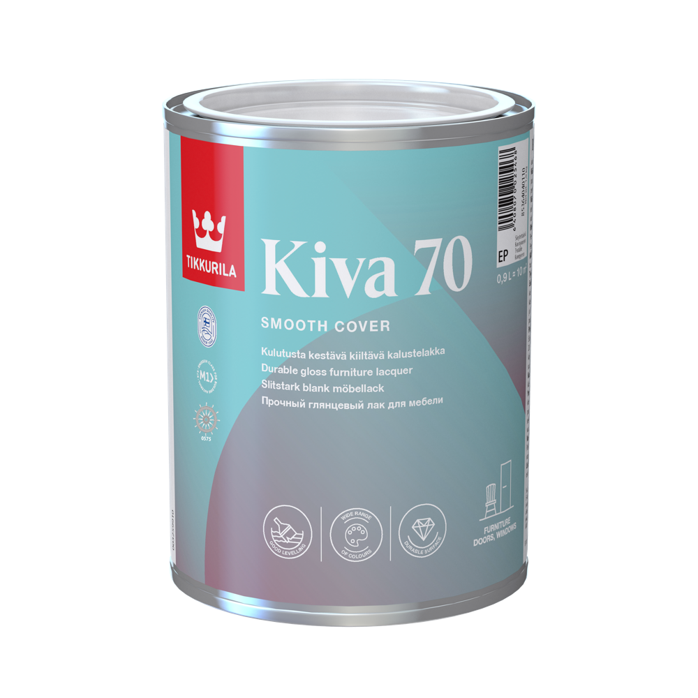 Tikkurila Kiva 70 0,9 L sjajni akrilni lak za drvo u enterijeru, toniranje online po Tikkurila VALTTI SEMI-TRANSPARENT ton karti.