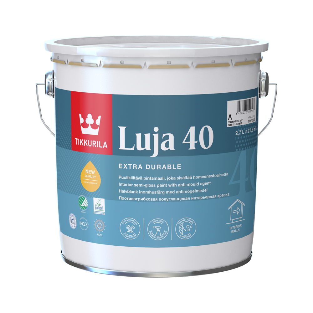 Tikkurila Luja 40 2,7 L polusjajna boja za zidove i plafone, toniranje online po Symphony ton karti.