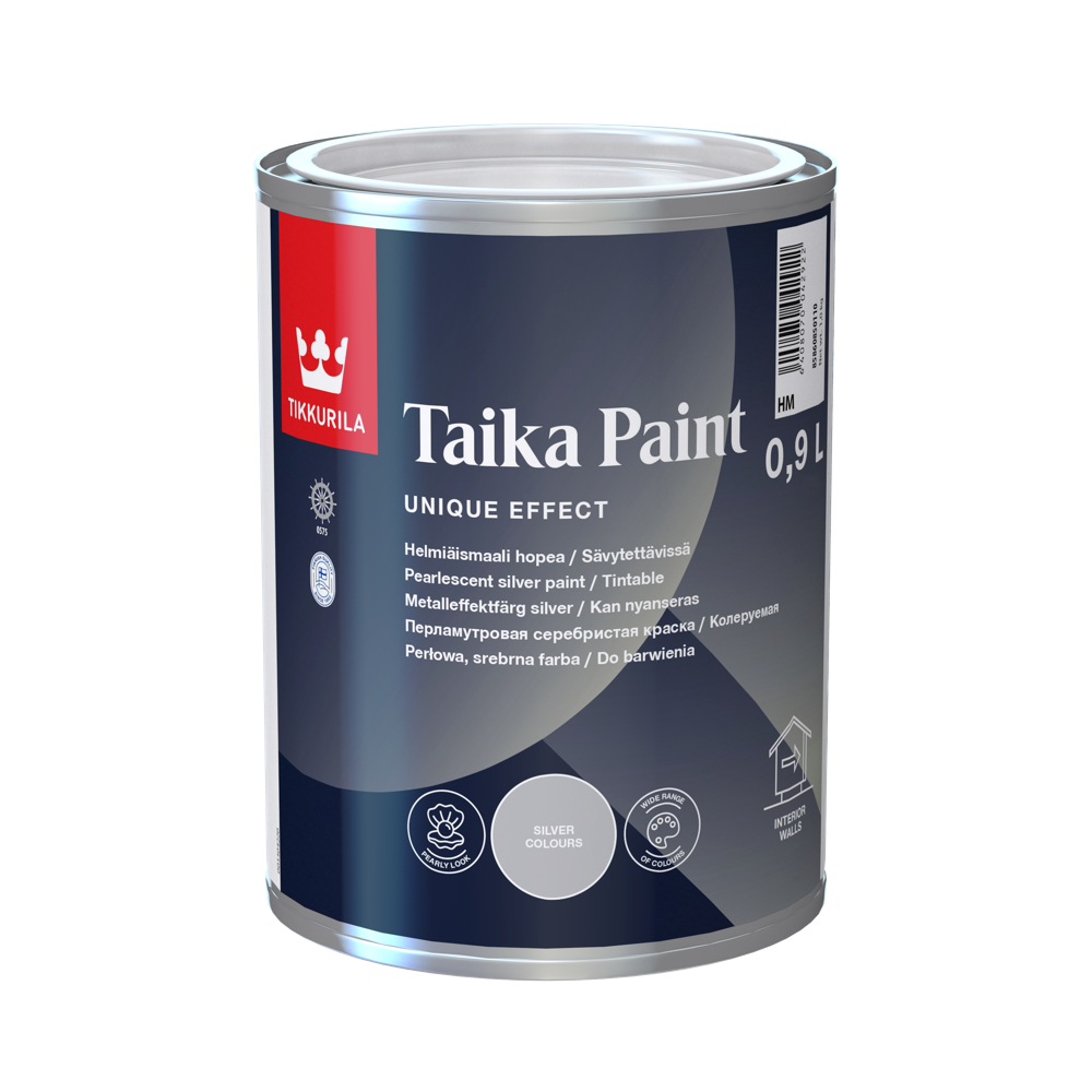 TIKKURILA TAIKA PAINT 0,9 L metalik biserna boja za enterijer, toniranje online prema Taika Pearl Paint ton karti.