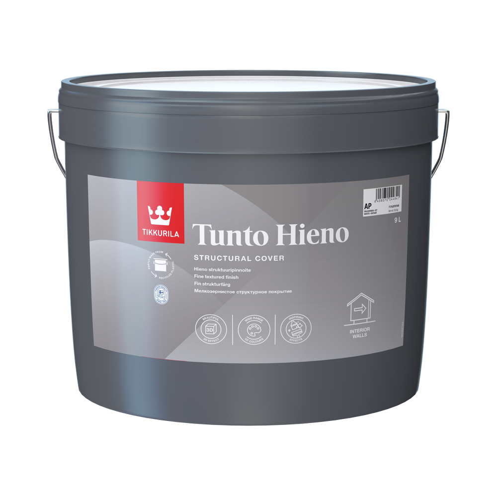 TIKKURILA TUNTO HIENO 9 L fina teksturna završna obrada za zidove i plafone, toniranje online po Symphony ton karti