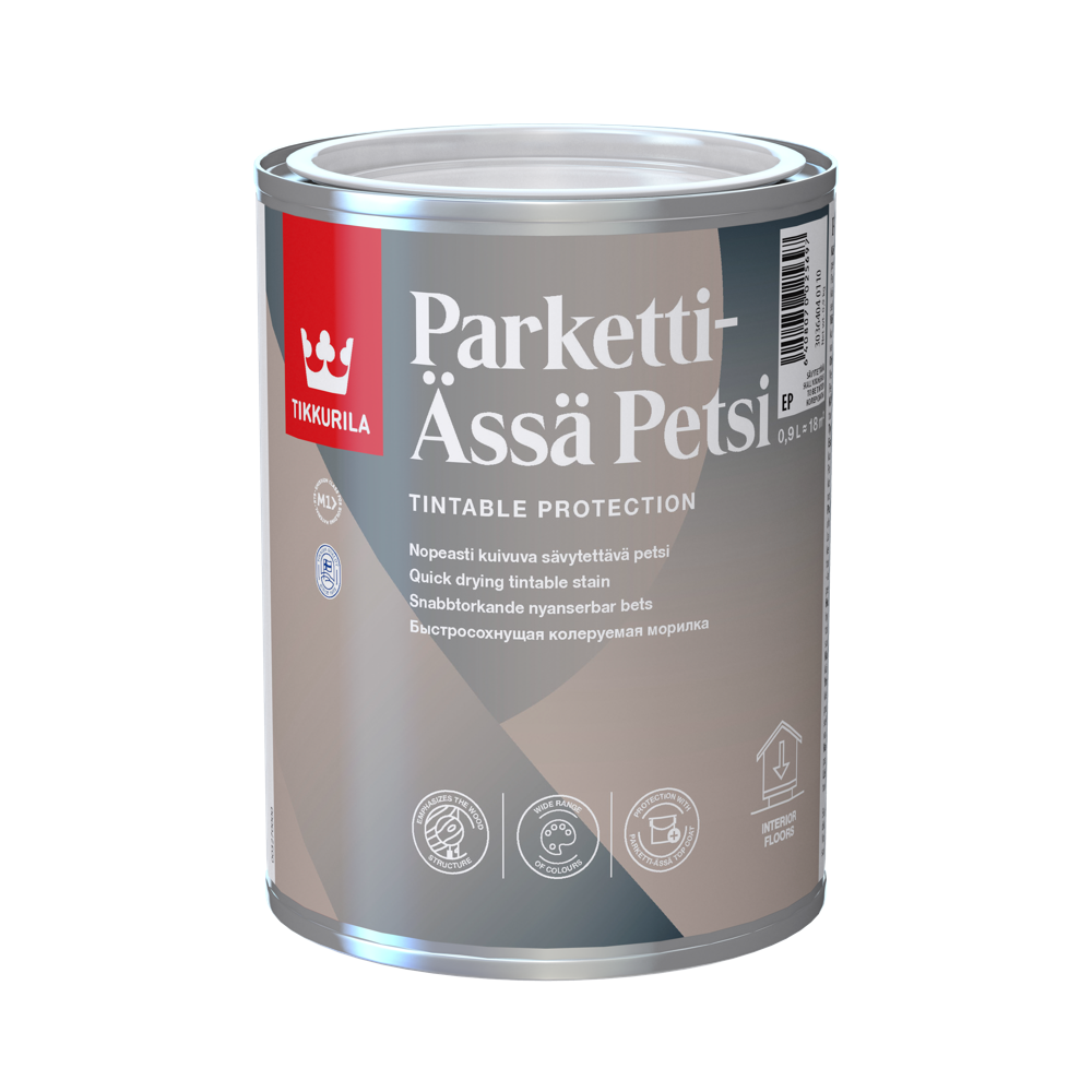 TIKKURILA PARKETTI-ÄSSÄ PETSI 0,9 L brzosušeća lazura za parket i drvene podove toniranje online po Valtti Semi Transparent Wood Finishes karti