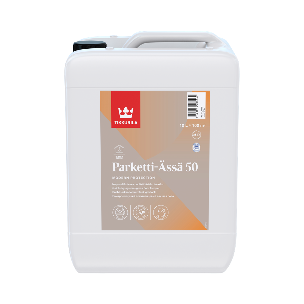TIKKURILA PARKETTI-ÄSSÄ 50 10 L brzosušeći polusjajni lak za parket i drvene podove, ne tonira se