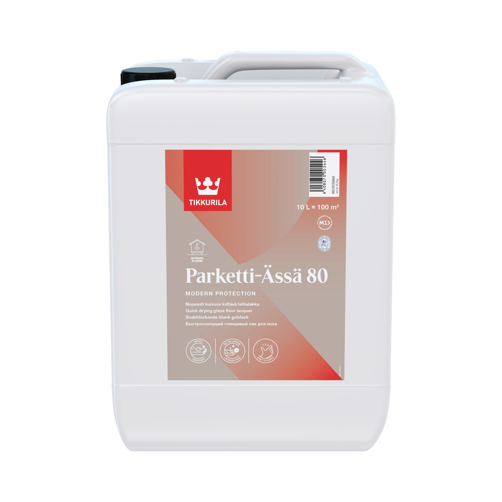 TIKKURILA PARKETTI-ÄSSÄ 80 10 L brzosušeći sjajni lak za parket i drvene podove, ne tonira se