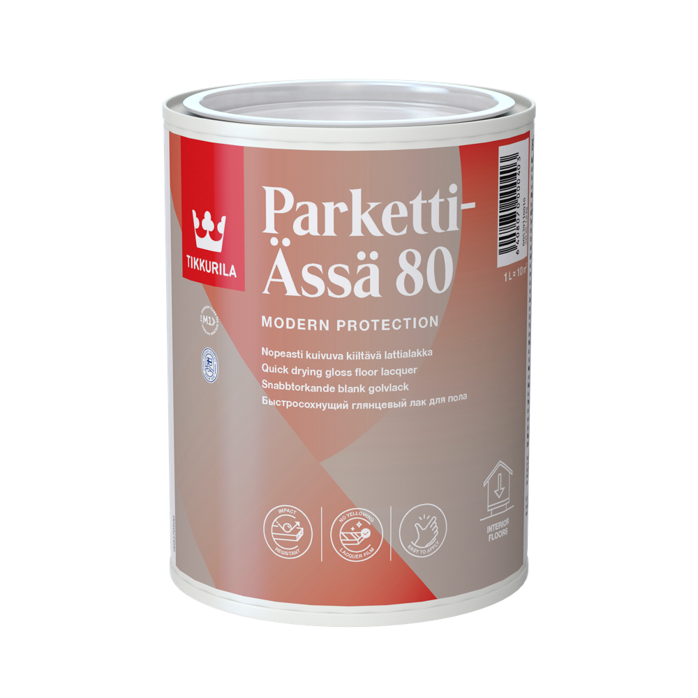 TIKKURILA PARKETTI-ÄSSÄ 80 1 L brzosušeći sjajni lak za parket i unutrašnje drvene površine, ne tonira se