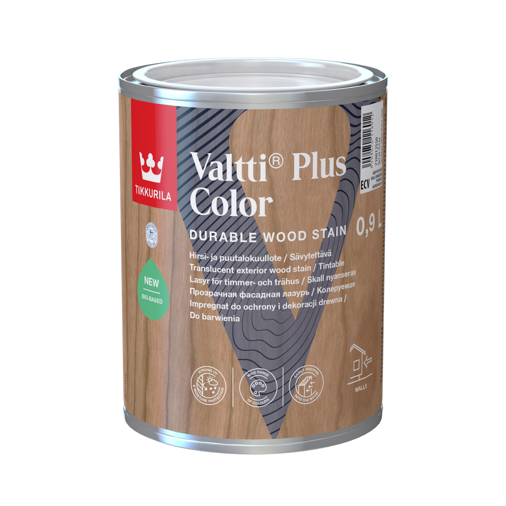 TIKKURILA VALTTI PLUS COLOR 0,9 L spoljašnja lazura za drvo sa UV zaštitom toniranje online po Valtti Semi Transparent Wood Finishes karti