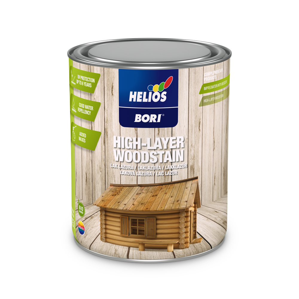 HELIOS BORI lak lazura svilenkasti premaz za drvo 2,5 l.