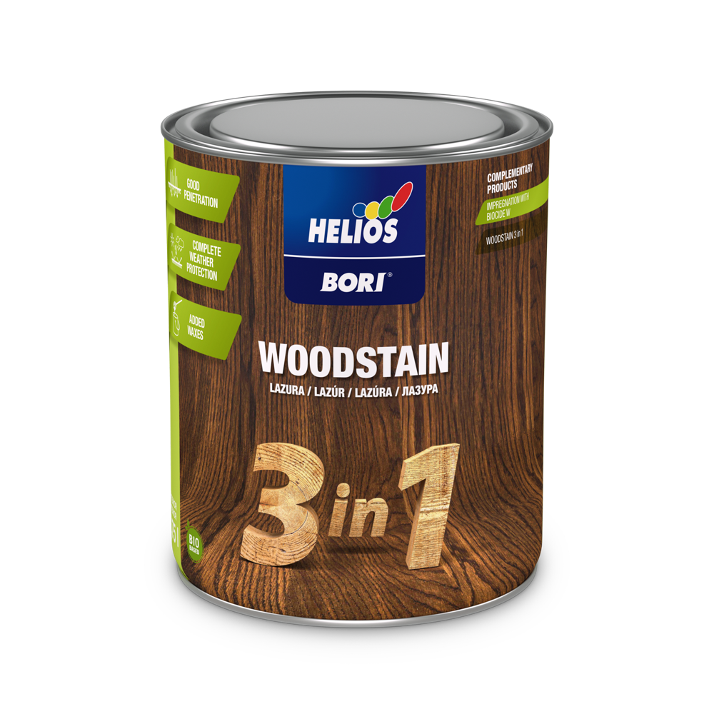 HELIOS BORI lazura 3in1 svilenkasti zaštitni premaz za drvo 0,75 l.