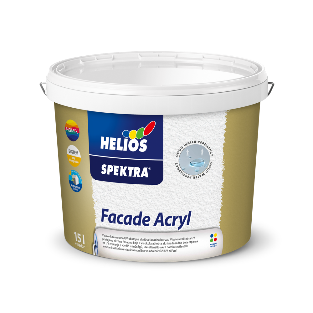 HELIOS SPEKTRA Facade Acryl fasadna boja za spoljne zidove otporna na vremenske uslove i vlagu, toniranje online po NCS i EXTERIOR ton karti.