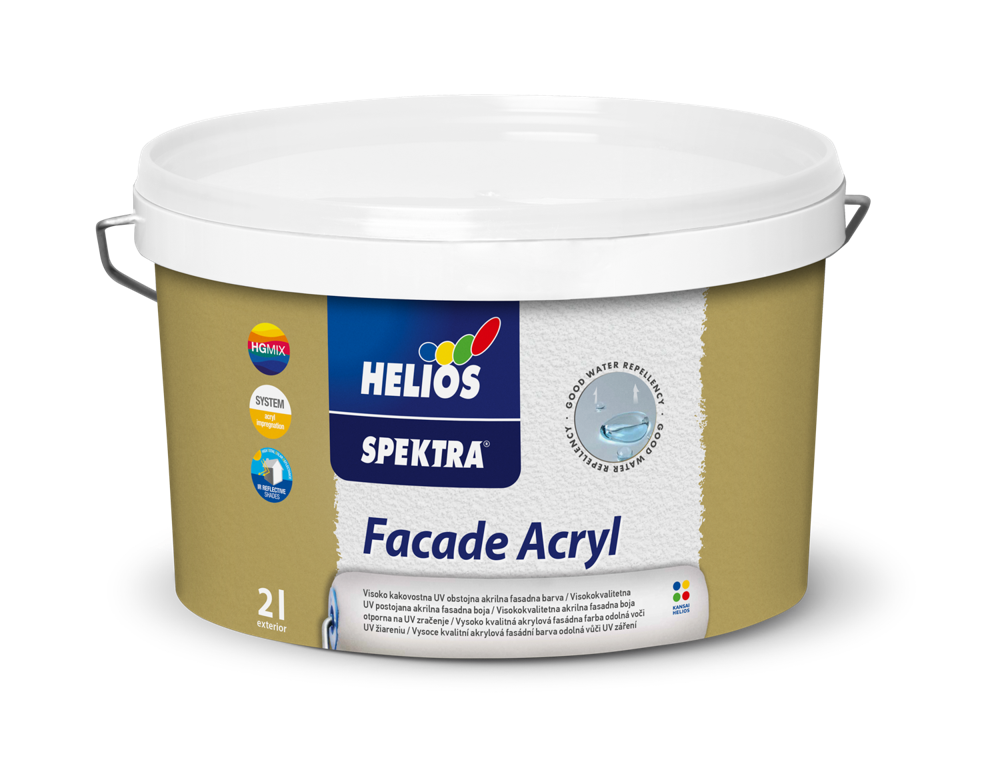 HELIOS SPEKTRA Facade Acryl fasadna boja za spoljne zidove otporna na vremenske uslove i vlagu, toniranje online po NCS i EXTERIOR ton karti.
