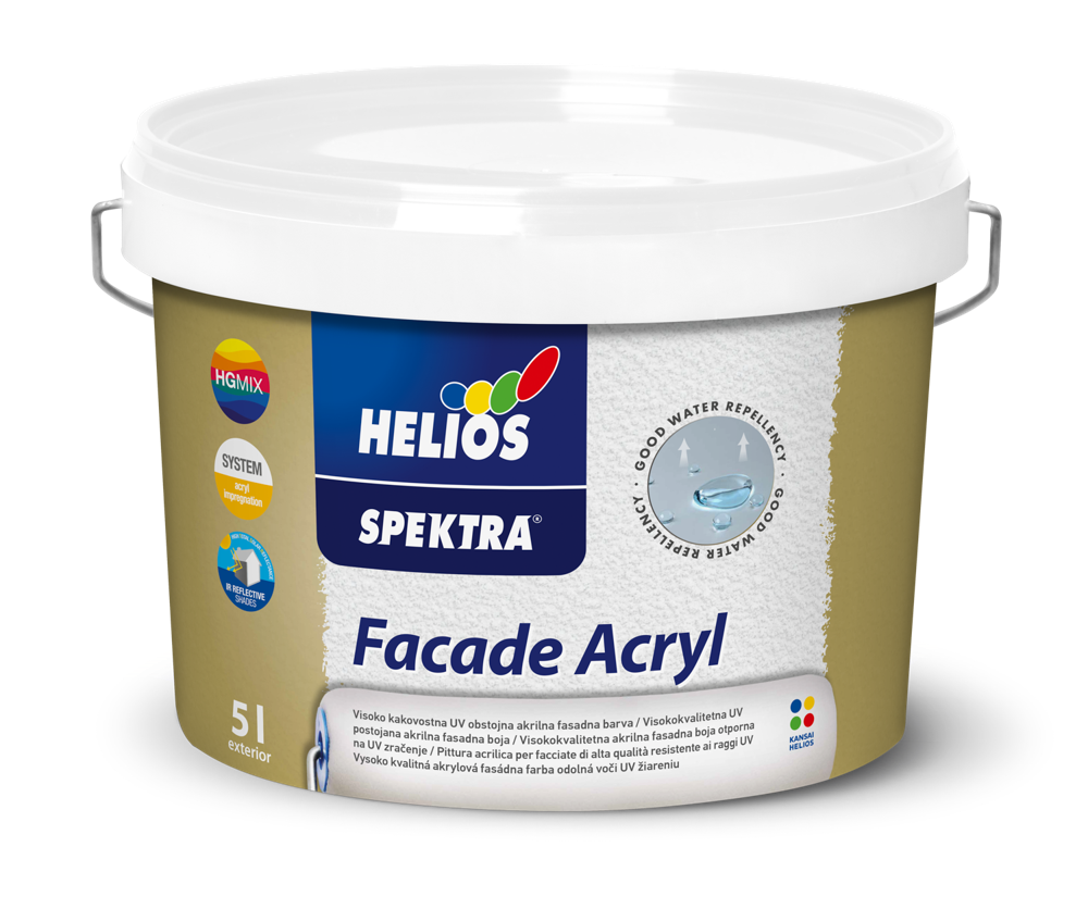 HELIOS SPEKTRA Facade Acryl fasadna boja za spoljne zidove otporna na vremenske uslove i vlagu, toniranje online po NCS i EXTERIOR ton karti.