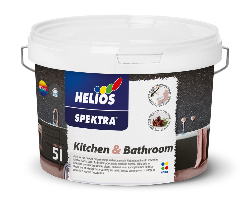 HELIOS SPEKTRA Kitchen&Bathroom unutrašnja boja za zidove i plafone, toniranje online po NCS i INTERIOR COLOUR COLLECTION ton karti.