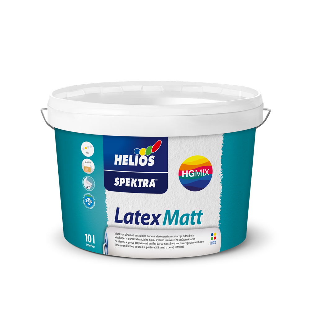 HELIOS SPEKTRA Latex Matt unutrašnja boja za zidove i plafone za prostorije sa velikim opterećenjem, toniranje online po NCS, INTERIOR COLOUR COLLECTION i EXTERIOR COLOUR COLLECTION ton karti.