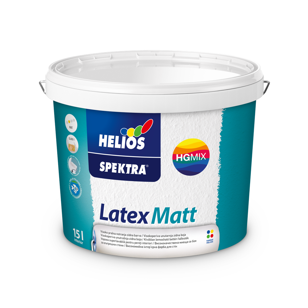 HELIOS SPEKTRA Latex Matt unutrašnja boja za zidove i plafone za prostorije sa velikim opterećenjem, toniranje online po NCS, INTERIOR COLOUR COLLECTION i EXTERIOR COLOUR COLLECTION ton karti.