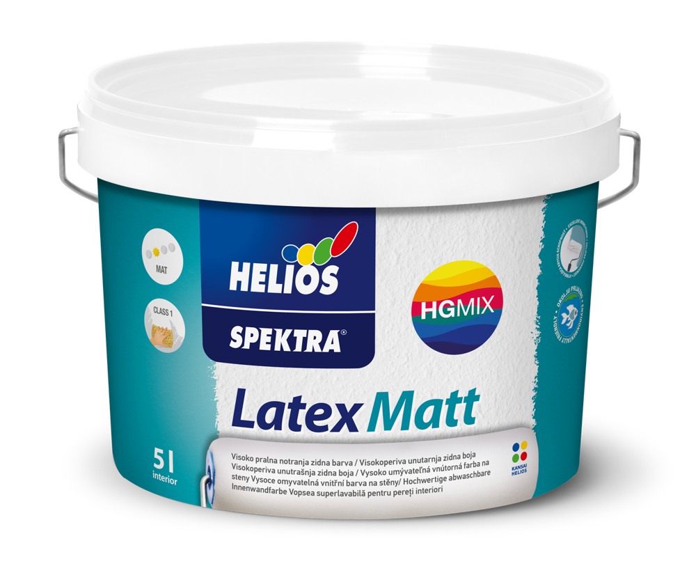 HELIOS SPEKTRA Latex Matt unutrašnja boja za zidove i plafone za prostorije sa velikim opterećenjem, toniranje online po NCS, INTERIOR COLOUR COLLECTION i EXTERIOR COLOUR COLLECTION ton karti.