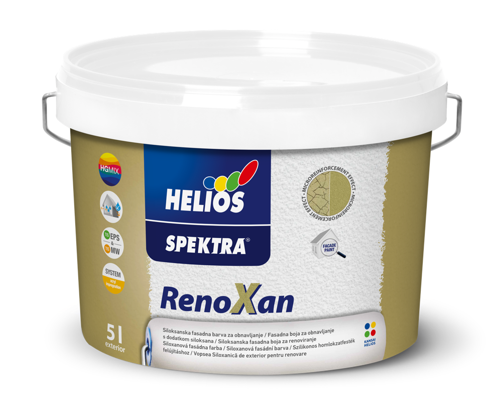 HELIOS SPEKTRA Renoxan fasadna boja za renoviranje termoizolacionih fasada otporna na vodu i vremenske uslove, toniranje online po NCS i EXTERIOR ton karti.